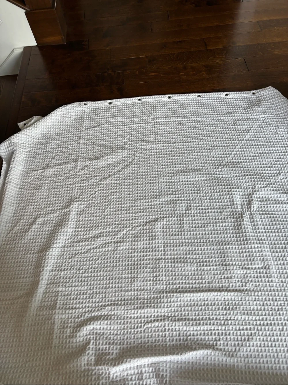 Threshold White Waffle-Texture Shower Curtain